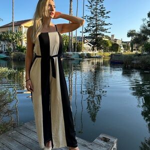 Chic Black and Cream Maxi Dress